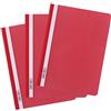 D.RECT Cartelline con Fastener A4 PP, 25 Pezzi, senza Perforazione, Copertina Trasparente, Striscia Scrivibile, Raccoglitore in Plastica per Documenti, Rosso