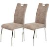 Hela Tische Susi Set di 2 sedie da cucina e per sala da pranzo, in microfibra effetto vintage di colore beige, con impugnatura e struttura in metallo cromate