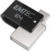 EMTEC - Chiavetta USB da 64 GB, Dual T260B, mobile & GB, chiave USB 2.0, girevole a 360°, velocità di lettura massima 15 MB/s, velocità di scrittura 5 MB/s max