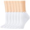 Mcool Mary Calzini da donna con volant alla caviglia, casual, in cotone, traspiranti, con bordo a lattuga, confezione da 6, 6 paia (bianco), 5-9