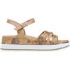 Alviero Martini 1A Classe Alviero Martini Prima Classe Sandalo Platform Donna, Cuoio/Oro Beige, Stampa Cartografica Geografica, Cinturino alla Caviglia, Modello 2466 0371 (37)