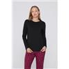 Tezenis Maglia Maniche Lunghe Girocollo In 100% Cotone Donna Nero