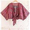 Wrap Camicetta avvolgente grigia in seta boho / abbigliamento sari vintage...