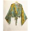 Wrap Camicetta cravatta top avvolgente in seta boho crop top abito donna...