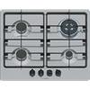 Bosch PGH6B5K60 Serie 4, Piano cottura a gas, 4 Fuochi, Bruciatore WOK, Griglie in ghisa, Acciaio, 60 cm.