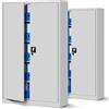 Jan Nowak Set di 2 Armadio da Ufficio XXL C001 II Archivio per Officina in Metallo Verniciato a polvere Chiudibile 185 cm x 115 cm x 40 cm (Grigio)