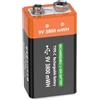 FLSTOR Batteria ricaricabile 9 V, 3800 mWh Li-Ion 9 Volt batteria per multimetri, pedali per chitarra, giocattoli, telecomandi, telecomandi e altri dispositivi da 9 V, con cavo di ricarica, confezione