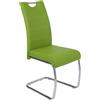 Hela Tische Tavoli Hela, Flora - Set con 1 sedia da cucina flessibile, ecopelle verde, struttura in tubolare cromato, schienale con maniglia
