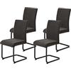 Hela Tische Linn Set di 4 sedie cantilever per sala da pranzo, in tessuto e microfibra di colore marrone, struttura tubolare a sezione quadrata di colore nero, portata da 140 kg