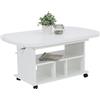 Hela Tische, Babsi - Tavolino funzionale da divano, materiale a base di legno rivestito in melammina, bianco, regolabile in altezza: 53-63 cm, allungabile: 107-157 cm, su rotelle