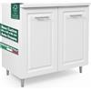 Shally Dogan Mobile Base per Cucina Componibile in Legno Boiserie Bianco 2 Ante 2 Scomparti