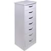 BAKAJI Mobile Cassettiera 7 Cassetti Settimino in legno MDF 46x42x116cm Bianco Moderno