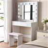 Shally Dogan Toeletta Trucco Ofelia con Specchio e Sgabello 12 Led Freddo Caldo Specchiera