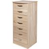 BAKAJI Mobile Cassettiera 7 Cassetti Settimino in legno MDF 46x42x116cm Quercia Moderno