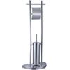 BAKAJI Piantana Bagno Portarotolo e Portascopino Acciaio Cromato da Terra WC Altezza 84
