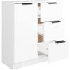 Shally Dogan Credenza in Legno Bianco Cassettiera Consolle 1 Anta e 3 Cassetti Salvaspazio