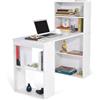 BAKAJI Scrivania con Libreria Tavolo Porta Pc Computer in Melamina Casa Ufficio Bianco