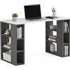BAKAJI Scrivania Libreria 6 Ripiani Tavolo Porta Computer Casa Ufficio Bianco Antracite