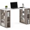 BAKAJI Scrivania Libreria 6 Ripiani Tavolo Porta Pc Computer Legno Casa Ufficio Tortora