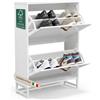 Shally Dogan Scarpiera 2 Ante Bianca Mobile per Scarpe Salvaspazio con Maniglie 63x24x90cm