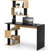BAKAJI Scrivania con Libreria Tavolo Porta Pc in Legno per Casa Ufficio Nero e Quercia