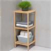 ALPINA Scaffale a Colonna da Bagno 3 Ripiani Legno Bambù Armadio Organizer 33x32x77.5cm