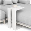 BAKAJI Tavolino da Caffe Porta PC Laterale Divano in Legno MDF Bianco 57x40x30cm