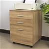 BAKAJI Cassettiera Scrivania Ufficio Legno MDF Mobiletto Stampante 3 Cassetti Quercia