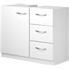 BAKAJI Mobile Mobiletto Armadietto Bagno Lavandino Lavabo Cassetti e Ante Legno Bianco