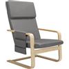 BAKAJI Sedia Poltrona Relax Ergonomica Rivestimento Cotone Grigio con Borsa 2 Scomparti