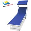 BAKAJI Lettino Spiaggia Prendisole in Alluminio Brandina con Prendisole LIDO BLU Mare