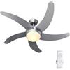 BAKAJI Ventilatore da Soffitto 5 Pale Legno con Lampada e Telecomando Diametro 132cm