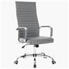 Sedia da Ufficio in Simil Pelle Grigio Poltrona Scrivania Girevole Base Cromata