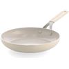 KitchenAid Aluminium Padella Ceramica Antiaderente, 24 cm, Senza PFAS, Compatibile Induzione, Manico Acciaio Inox, Adatta Forno, Lavabile Lavastoviglie, Crema