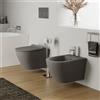 Parama Sanitari sospesi in ceramica grigio opaco vaso tornado silent flush sedile soft-close e bidet | Sydney