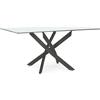 Bizzotto Tavolo rettangolare 160x90cm con top in vetro 8mm trasparente e gambe incrociate in acciaio nero | George