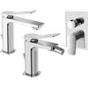 Paffoni set miscelatori lavabo, bidet scarico automatico e incasso doccia deviatore 2 vie cromato mod. Tilt