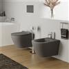 Parama Sanitari sospesi in ceramica grigio opaco vaso rimless sedile soft-close e bidet | Sydney