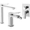 Paffoni set miscelatori lavabo alto, bidet senza scarico e incasso doccia deviatore 2 vie cromato mod. Tilt