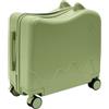Kazafa Valigetta da 18 pollici per bambini, in ABS, con funzione di equitazione, serratura a combinazione e ruote 4D, ergonomica, per viaggi in aereo e come regalo per bambini dai 3 ai 6 anni, verde oliva