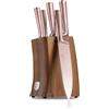 Berlinger Haus Set di coltelli Berlinger Haus 6 pezzi con supporto in legno d'acacia, acciaio inossidabile, coltello da chef 20 cm, design elegante, colore oro rosa, affilato a mano, protezione per le dita