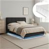 en.casa Letto imbottito LED 'Tröstiar' con rete e materasso Lino 160 x 200 cm Nero