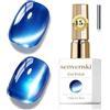 Senvenski Gelatina Vetro Cat Eye Smalto Semipermanente, 15ML Occhi di Gatto Magnetica per Gel Unghie Kit Olografico Glitterato Cristallo Smalti Unghie Salon Home DIY (Blu, 0.5fl oz)