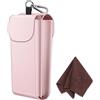 FINTIE Double Glasses Custodia con Gancio Moschettone, Portatile Custodia Protettiva in Similpelle Case AntiGraffio per Occhiali da Sole, Oro Rosa