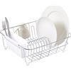 Sweet Home Collection Metal 2 Piece Dish Drying Rack Set Drainer with Utensil Holder Simple Easy to Use Fits in Most Sinks, 14.5 x 13 x 5.25, White
