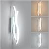 Toolight Applique a Parete Alluminio 14W 3000-6500K Argento 41CM | Faretto da Parete Alluminio, 3 Temperature Regolabili, Design Onda e Linea, Memoria, per Camera Letto e Corridoio