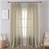 Joydeco Tende Effetto Lino per Interni con Fettuccia 2 Pezzi L 140 X A 260 CM Tende Semitrasparenti per Camera da Letto e Soggiorno Finestra Moderne, Grigio Chiaro