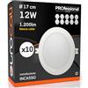 Eurocali Faretti LED da incasso 12W rotondi cornice bianca Luce Bianco Caldo Downlight Ø 170.8x28.4mm con Incasso Ø 123 mm - Pacco da 10
