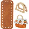 PH PandaHall Kit per Realizzare Borse Uncinetto, 2pz 18x8cm Fondo in Pelle per Borse Uncinetto Marrone con 12x8.5cm Manici in Legno per Borsa a Forma di D per Borsetta Borsa a Mano Portafoglio