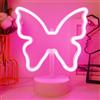JEMESI Insegna al neon farfalla luce al neon LED con base di supporto USB o 3 batterie AA luci notturne rosa farfalla per camera da letto ragazze lampada carina compleanno festa natale
